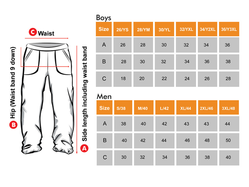 Kids Shorts Size Chart