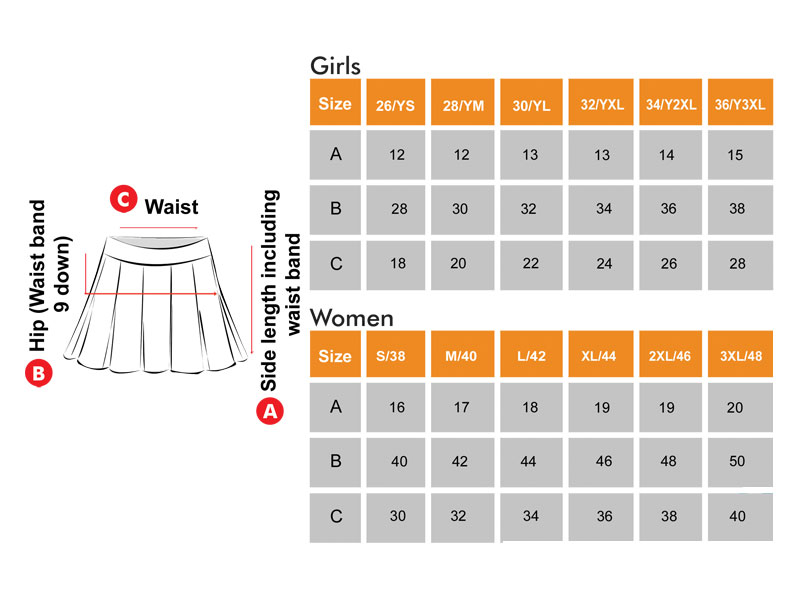 Skirt Size Chart For Toddlers